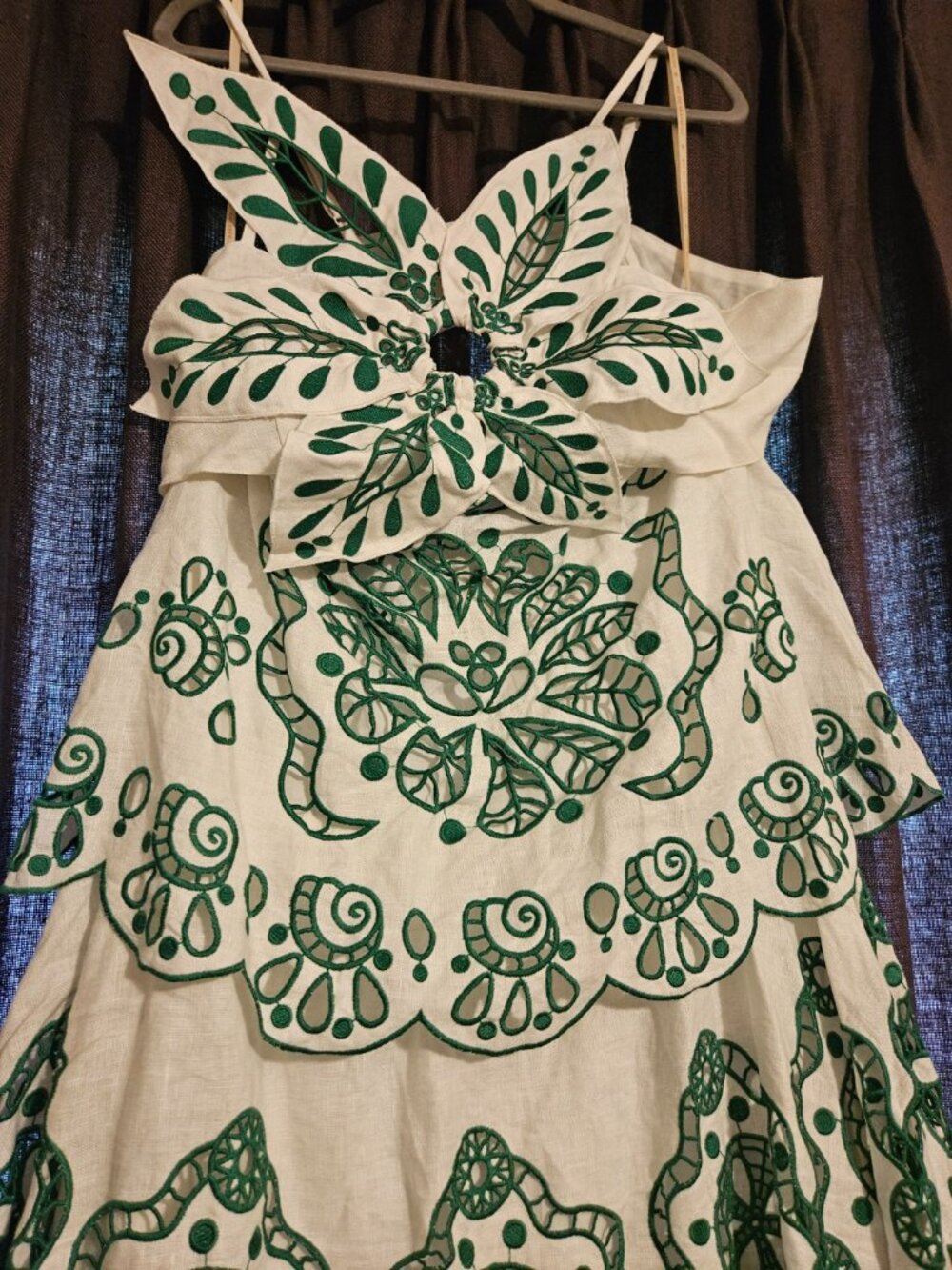 Off-White Flower Richelieu Euroflax™ Premium Linen Midi Dress - Picture 7 of 12